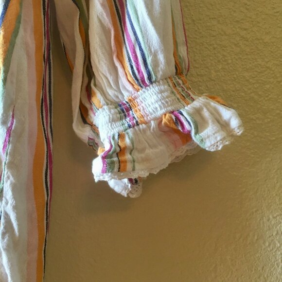 Caffe Marrakesh Colorful Vertical Stripe Top with Tassels Size L Cotton - Picture 4 of 13